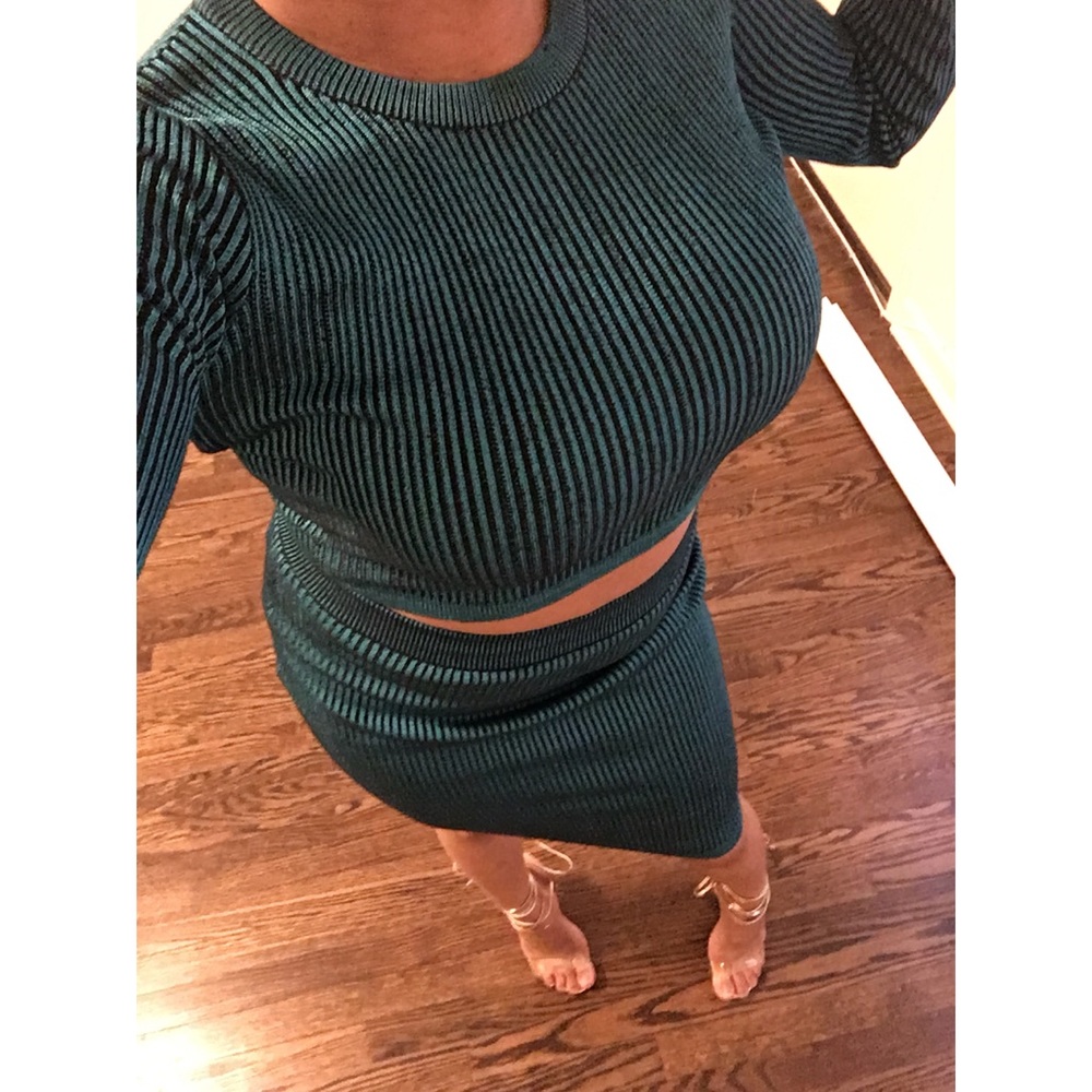 Two Piece Crop Top and Skirt Set